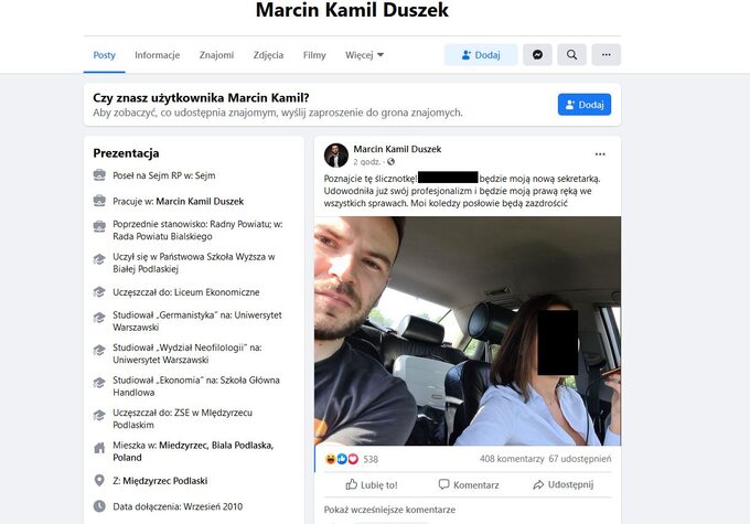 Screen z profilu Marcina Duszka
