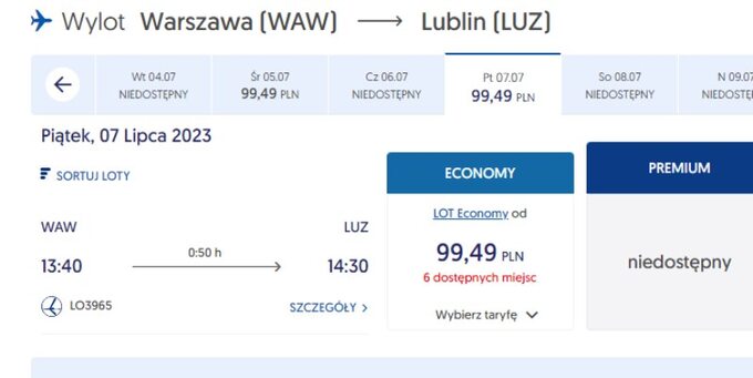 Tani lot z Warszawy