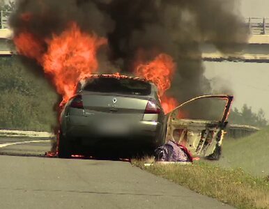Miniatura: Pożar samochodu osobowego na autostradzie A4