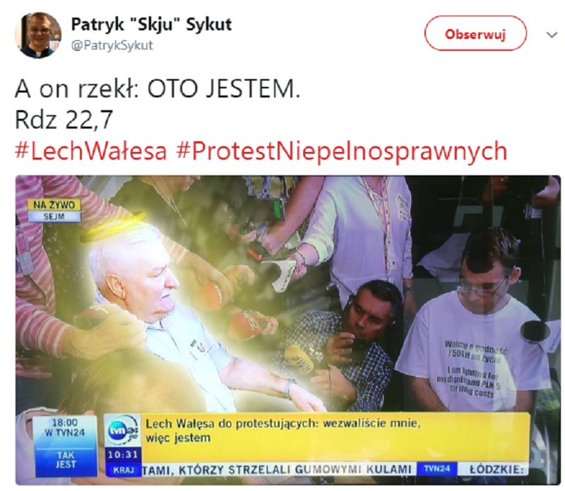 Mem po spotkaniu Lecha Wałęsy z protestującymi 