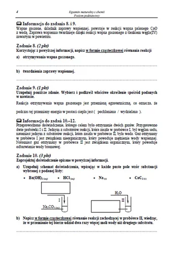 Matura 2013. Arkusz maturalny z chemii. Poziom podstawowy(fot.CKE)