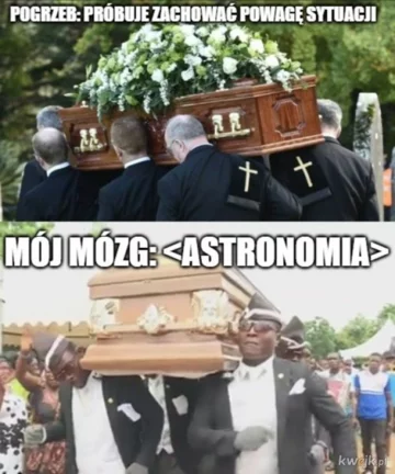 Mem z tańczącymi z trumną grabarzami 