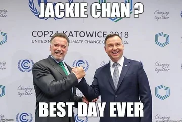 Mem po spotkaniu Andrzeja Dudy z Arnoldem Schwarzeneggerem 