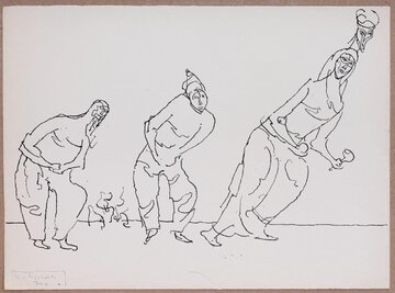 Tadeusz Kulisiewicz, Taniec z&nbsp;jeleniem, z&nbsp;cyklu Meksyk, 1970, tusz, papier, 28,9 &times; 39,4 cm, kolekcja Jacka Kudelskiego