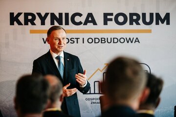 Prezydent RP Andrzej Duda podczas Krynica Forum 2022
