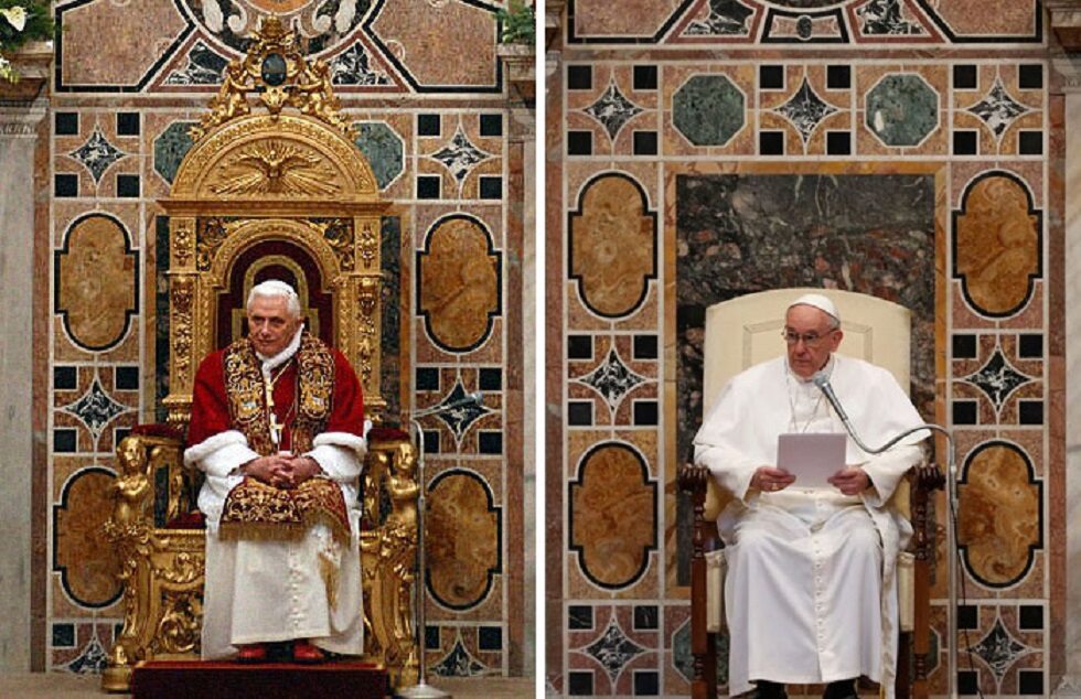 Papież Benedykt XVI oraz papież Franciszek 