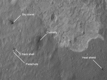 Lądowanie na Marsie widziane z orbity planety (fot. NASA)