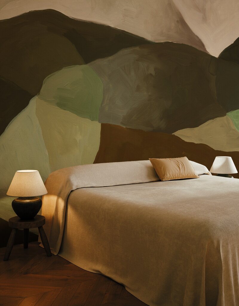 Dekoracyjna ściana w sypialni – tapeta w formie muralu