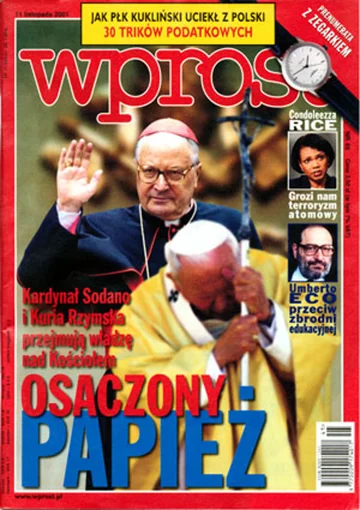 Okładka tygodnika Wprost nr 45/2001 (989)