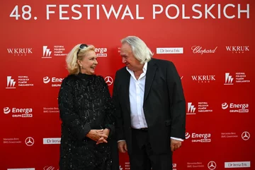 Aktorka Ewa Wiśniewska i producent filmowy Andrzej Serdiukow 