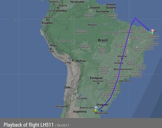 Lot Lufthansy zmieniał kierunek dwa razy