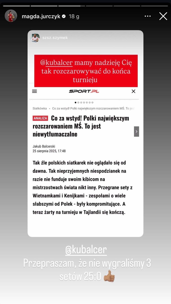 Reakcja Magdaleny Jurczyk