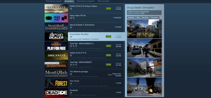 Drug Dealer Simulator w rankingach Steam dzień od premiery