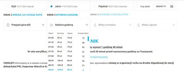 Przykładowe ceny wjazdu na&nbsp;Kasprowy Wierch 17 lipca