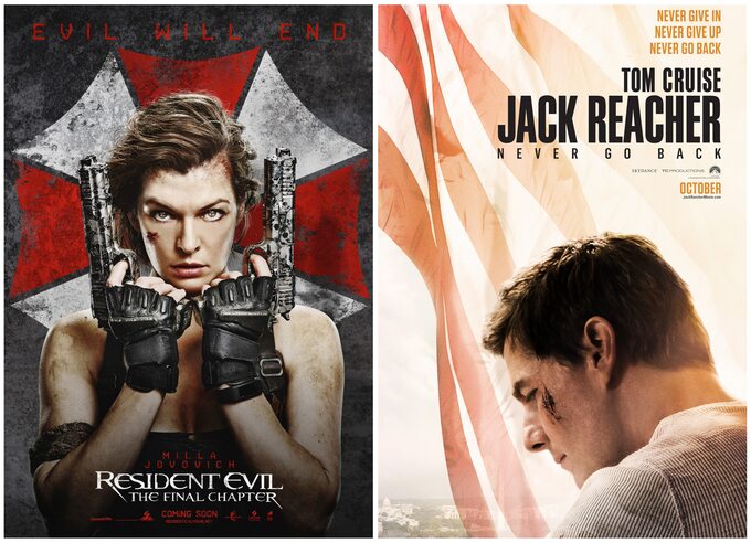 Plakaty: Resident Evil: Ostatni rozdział, Jack Reacher: Nigdy nie wracaj