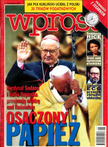 Okładka tygodnika Wprost nr 45/2001 (989)