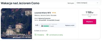 Oferta pobytu nad Jeziorem Como