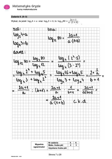 Zadanie 6&nbsp;&ndash; Matura 2024. Matematyka &mdash; poziom rozszerzony, Formuła 2015 &mdash; arkusze z&nbsp;odpowiedziami