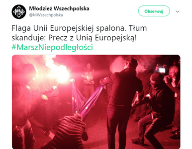 Miniatura: Marsz w Warszawie. Młodzież Wszechpolska...