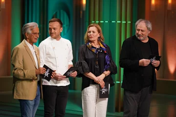 Grażyna Szapołowska, Jacek Fedorowicz i Andrzej Grabowski  w „Hell's Kitchen. Piekielna kuchnia” 