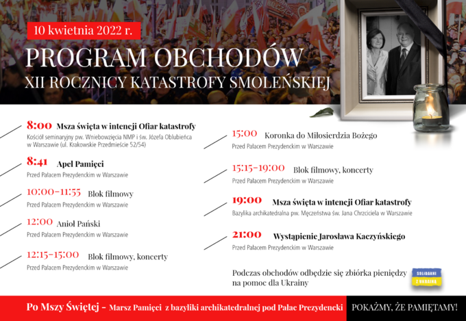 Program obchodów XII Rocznicy Katastrofy Smoleńskiej