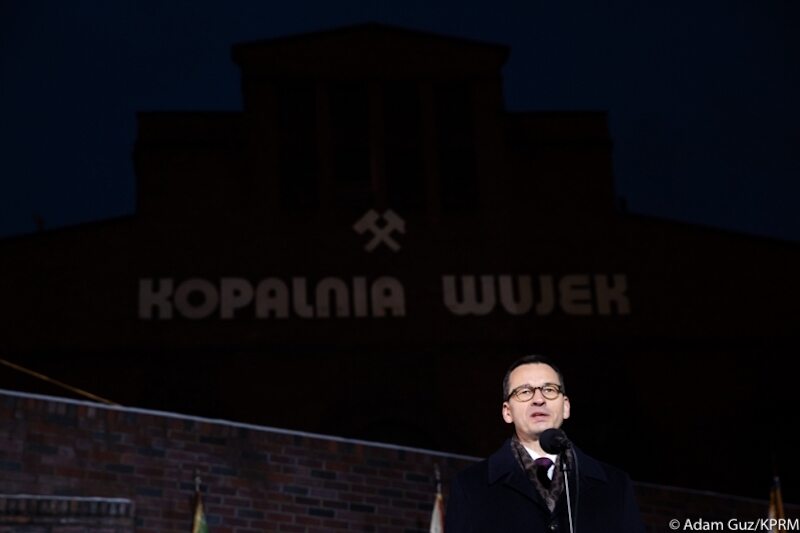 Premier Mateusz Morawiecki podczas obchodów 37. rocznicy pacyfikacji kopalni „Wujek” 