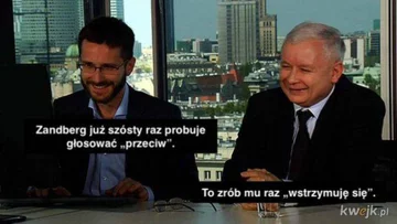 Mem z „Młodym” i Jarosławem Kaczyńskim 