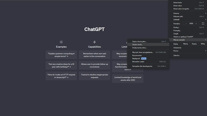 Tworzenie skrótu do ChatGPT