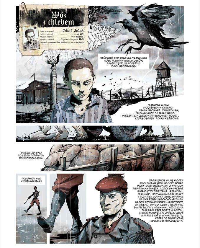 „Chleb wolnościowy” – komiks o więźniach Majdanka Strona komiksu „Chleb wolnościowy”