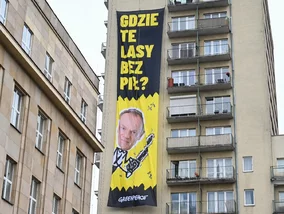 Miniatura: Wielki baner z podobizną Tuska....