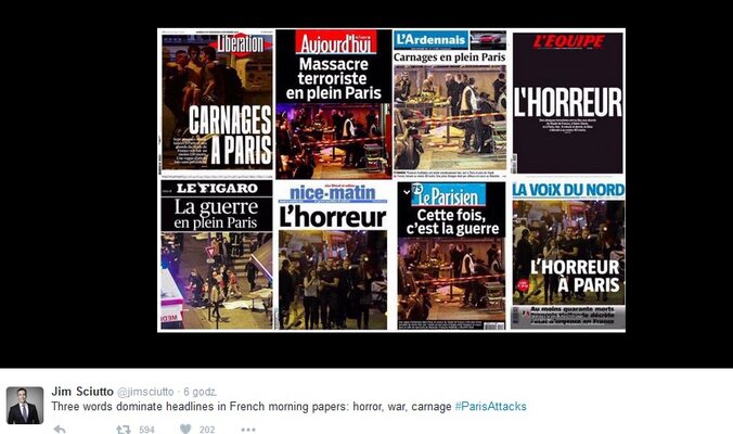 Miniatura: Zamachy w Paryżu. Zobacz okładki gazet