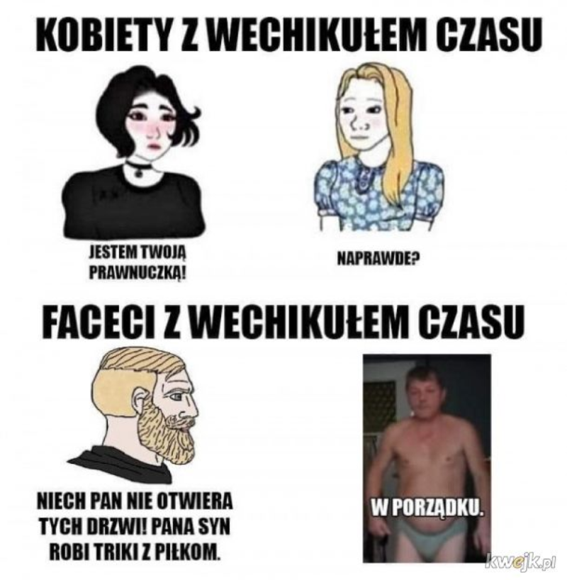 Mem żartujący z wykorzystania wehikułu czasu 