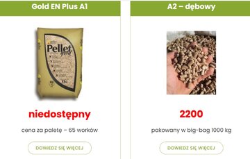 Ceny pelletu w&nbsp;sklepie pellet535