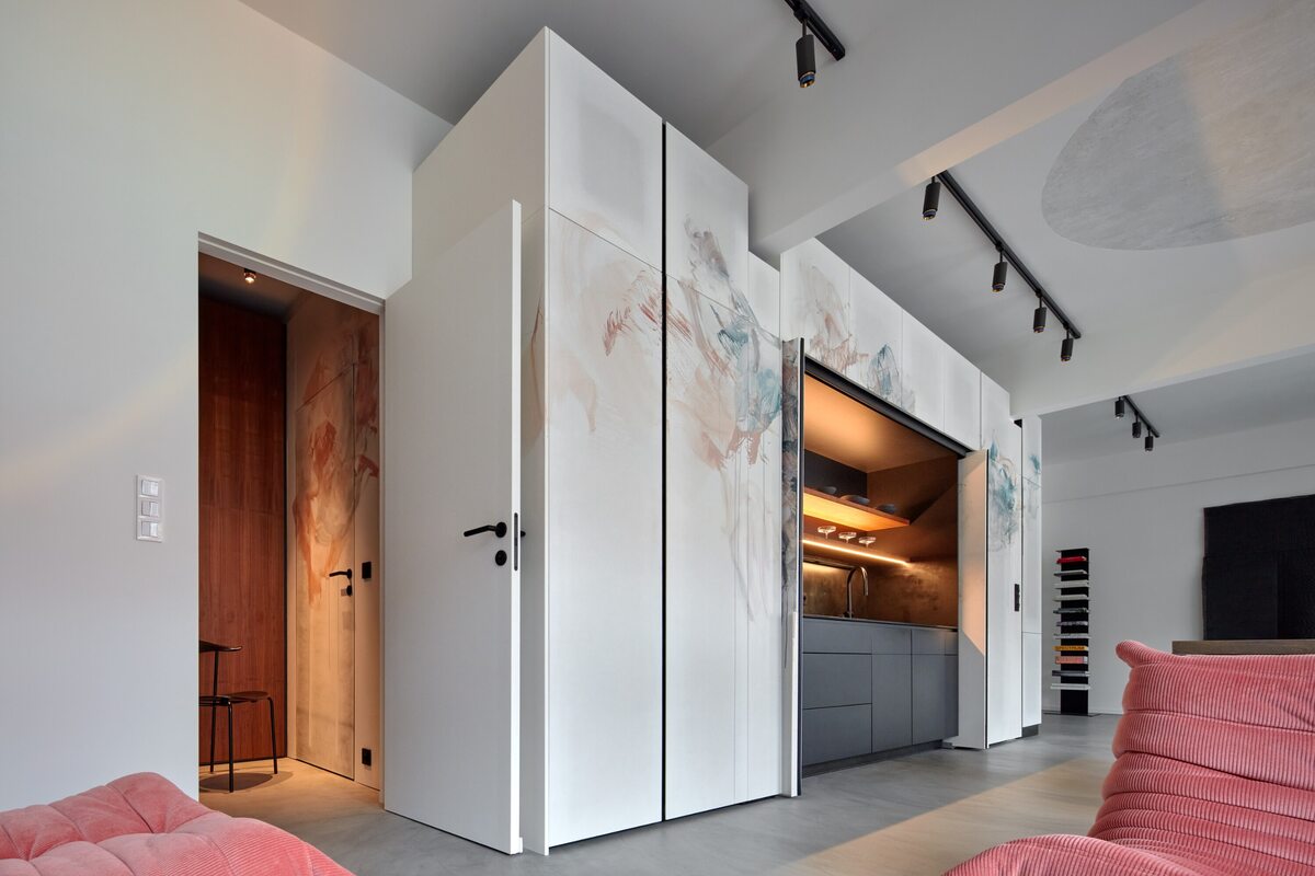 Mieszkanie z kuchnią w szafie, projekt Malfinio 