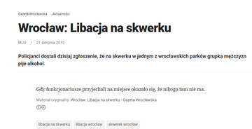Screen artykułu z&nbsp;&bdquo;Gazety Wrocławskiej&rdquo;