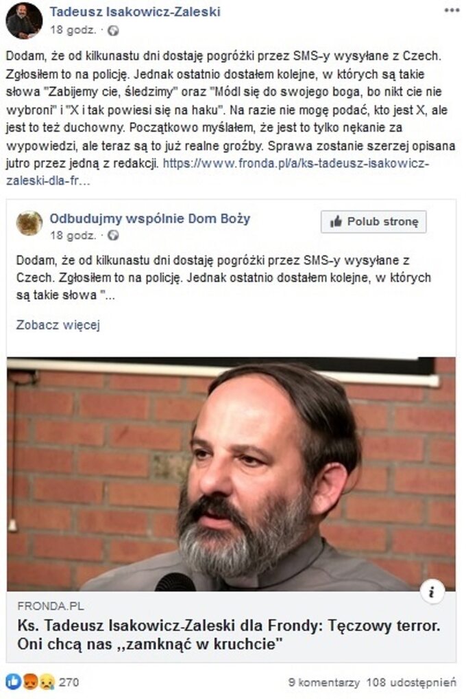 Wpis ks. Tadeusza Isakowicza-Zaleskiego
