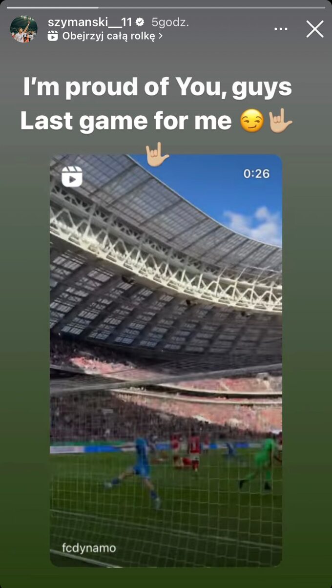 Zrzut ekranu z Instagrama Sebastiana Szymańskiego
