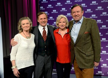 Halina Rowicka, Tomasz Borkowy, Bożena Dykiel i&nbsp;Zbigniew Buczkowski na&nbsp;konferencji z&nbsp;okazji 35-lecia serialu TVP pt. &bdquo;Dom&rdquo;