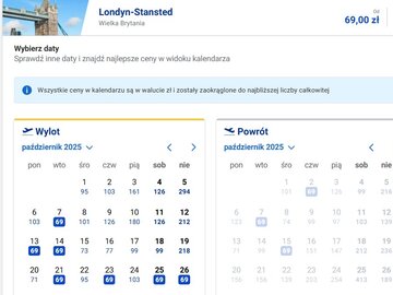 Bilety do&nbsp;Londynu