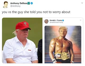 Mem w odpowiedzi na zdjęcie opublikowane przez Donalda Trumpa 
