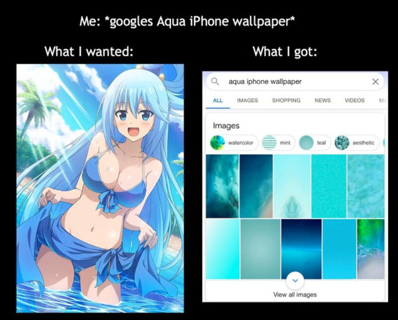 Wpisuję w Google "Aqua iPhone tapeta". Czego chciałem vs co dostałem 