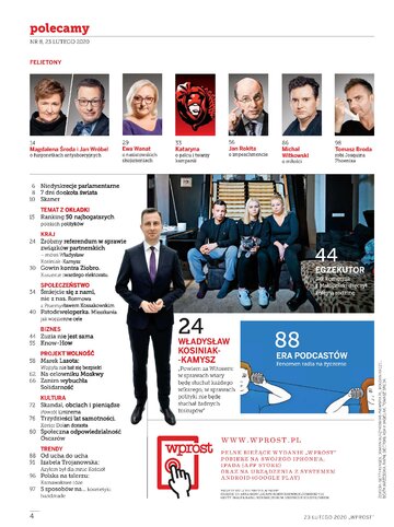 Tygodnik WPROST 8/2020 -&nbsp;Spis treści