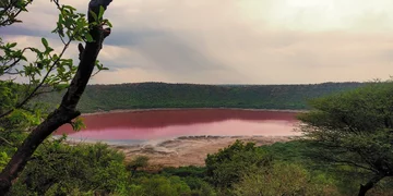 Jezioro Lonar po zmianie koloru 