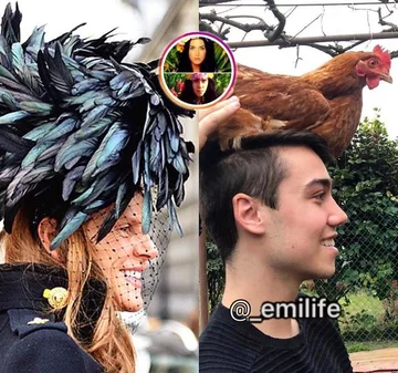 Po prawej Emanuele Ferrari parodiujący kreacje celebrytów 