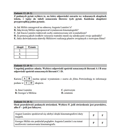 Arkusz z egzaminu ósmoklasisty z języka polskiego 