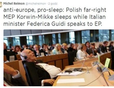Miniatura: Janusz Korwin-Mikke zasnął w PE podczas...