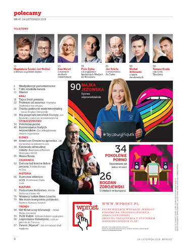 Spis treści &bdquo;Wprost&rdquo; nr 47/2019