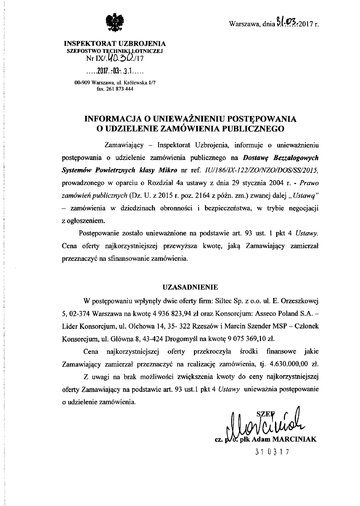 Unieważnienie przetargu