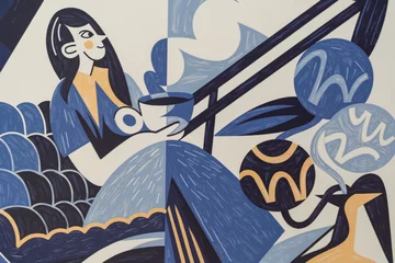 Drzwi Pinus marki Kerno z ilustracją Renaty Krawczyk w biurze Decoroom 