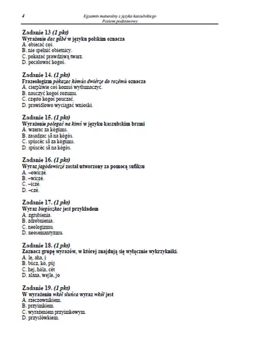Arkusz egzaminacyjny z języka kaszubskiego - poziom podstawowy (fot.CKE)